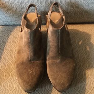 Eileen Fisher slingback suede olive boots